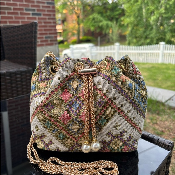 Handbags - Elegant Multicolor Tapestry Drawstring Bag